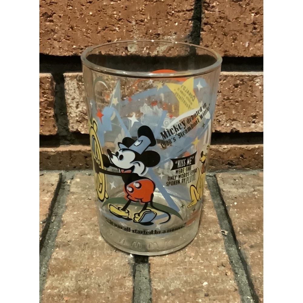 Disney 100th Anniversary McDonald's 5" Glass Cup‎ Mickey Pluto Snow White
